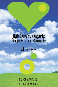 Organic sage herbal tincture can help with sore throat, menopausal hot flushes and night sweats